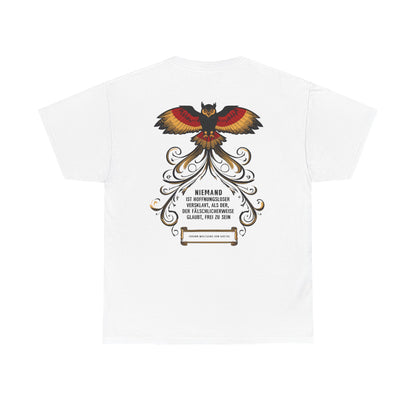 Unisex T-Shirt mit Zitat - Goethe - Hoffnungslos versklavt (Druck hinten)
