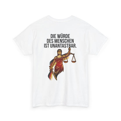 Unisex T-Shirt aus Baumwolle - Würde unantastbar (Druck hinten)