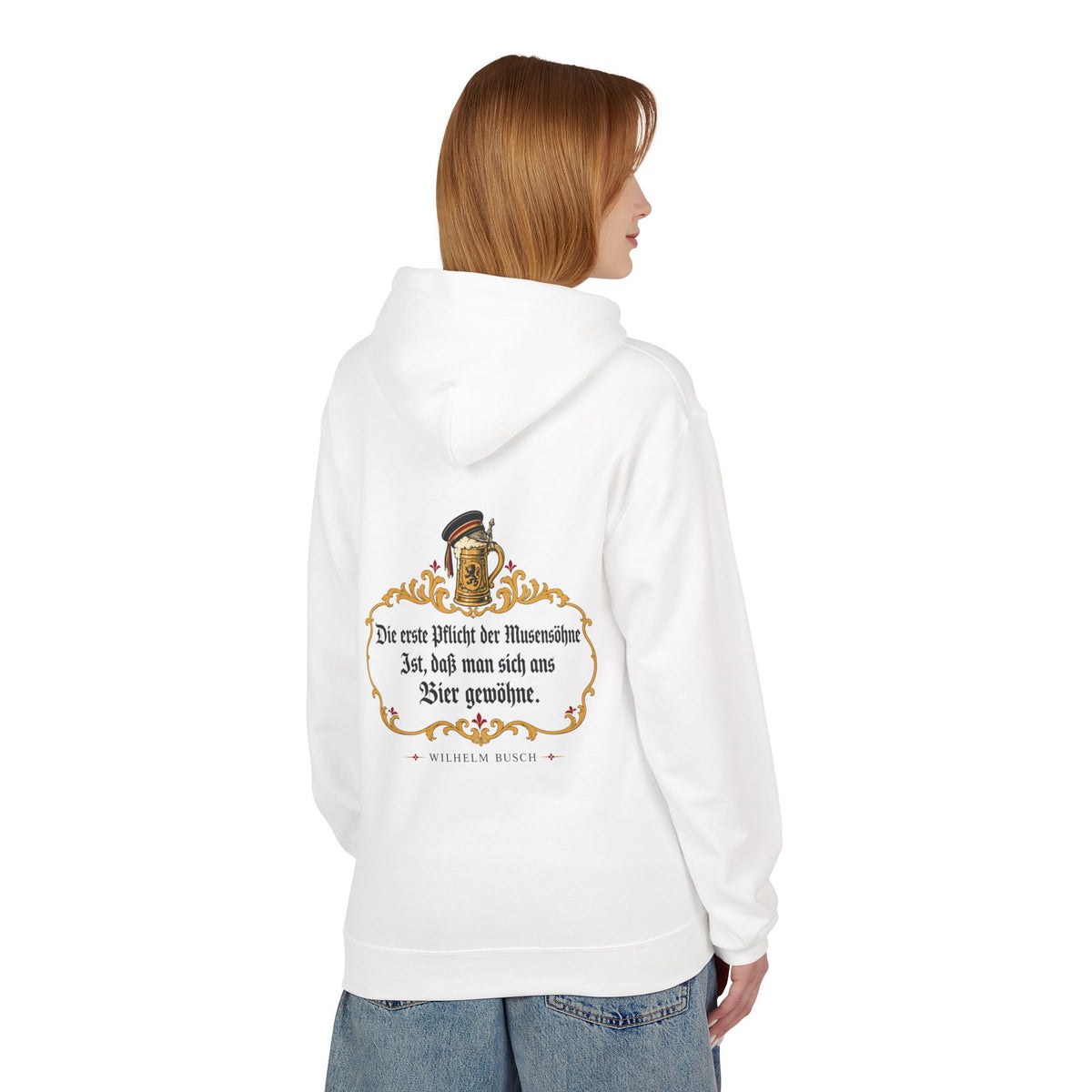 Unisex Fleece Hoodie mit Zitat - Busch - Pflicht der Musensöhne