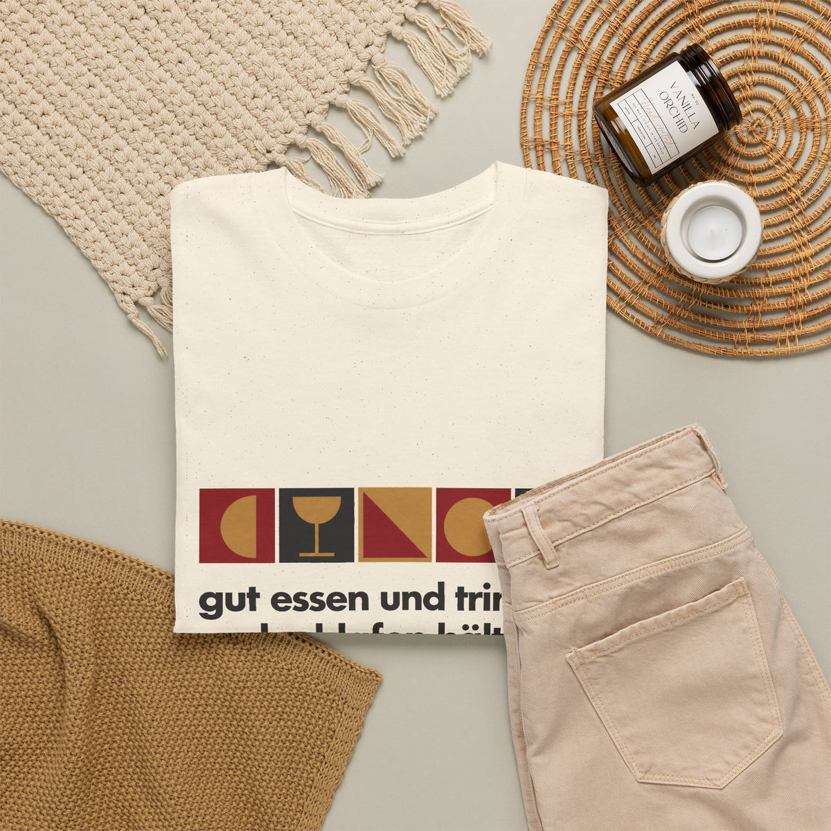 Unisex T-Shirt mit Zitat - Malortie - Essen Trinken Schlafen