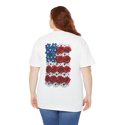 T-shirt with flowers - USA (print on back)
