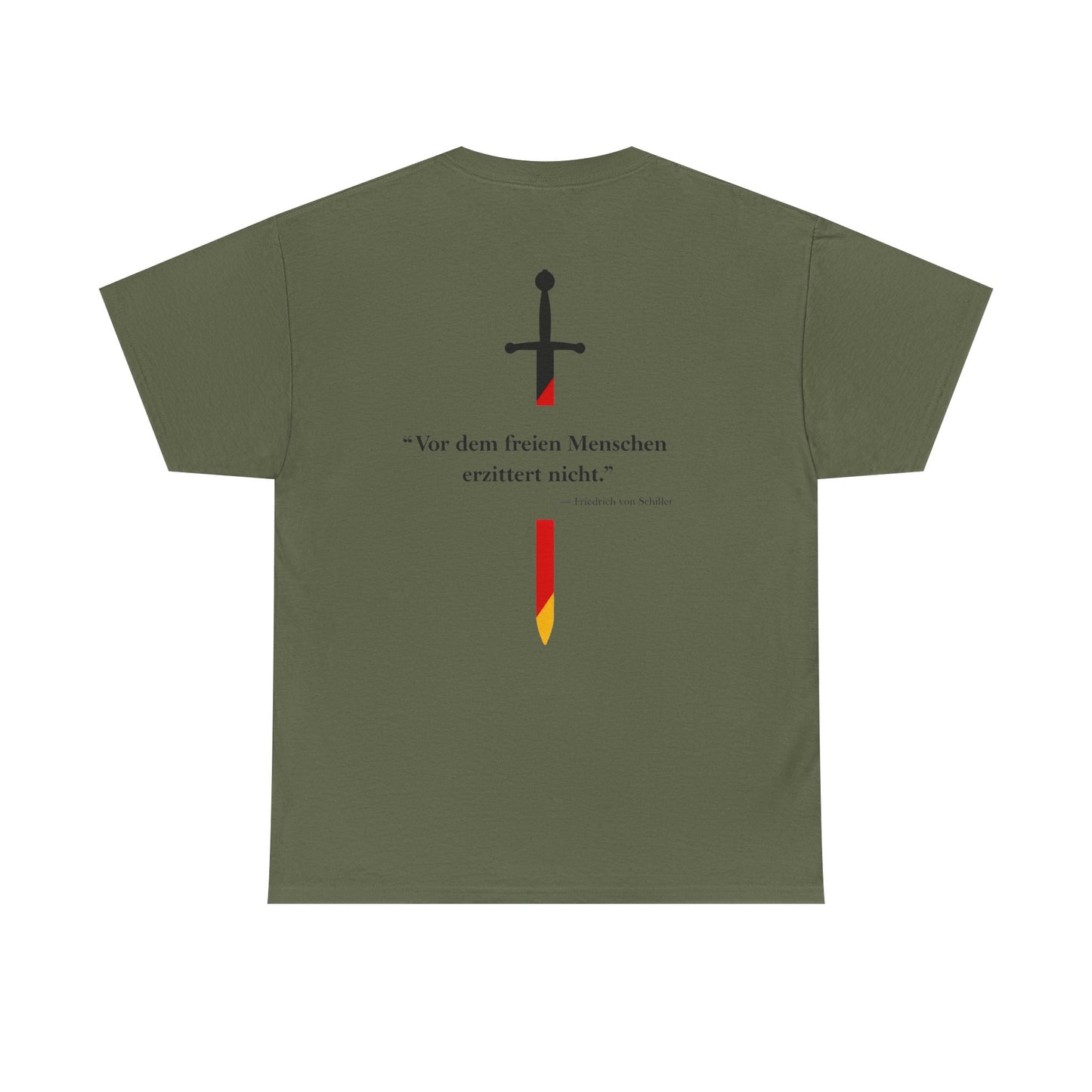 Unisex T-Shirt mit Zitat - Schiller - Erzittert nicht (Druck hinten)