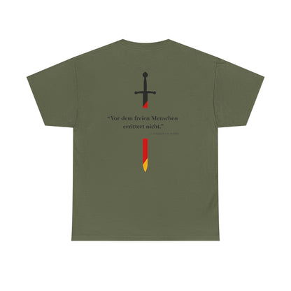 Unisex T-Shirt mit Zitat - Schiller - Erzittert nicht (Druck hinten)