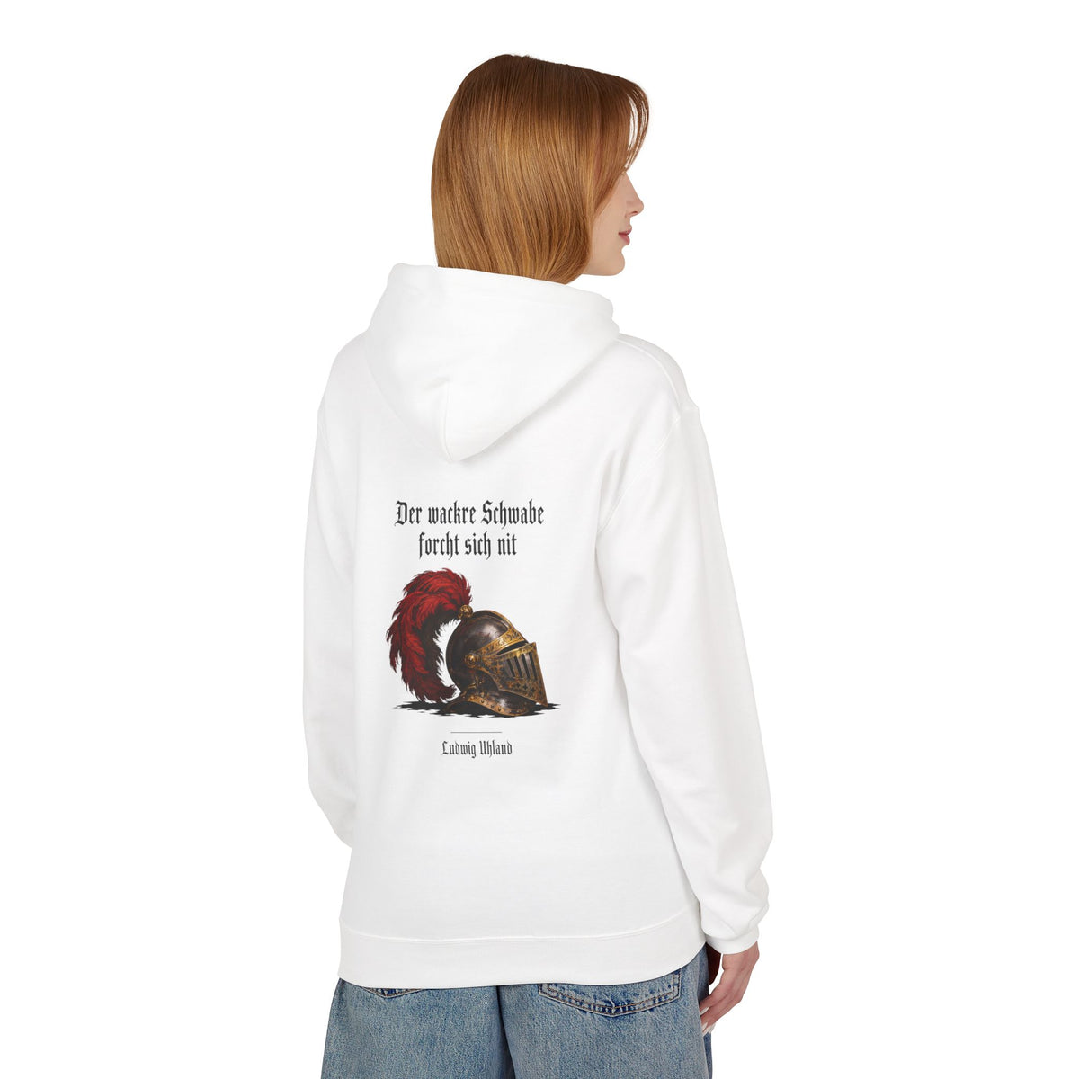 Unisex Fleece Hoodie mit Zitat - Uhland - Der wackre Schwabe