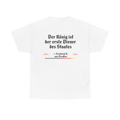 Unisex T-Shirt mit Zitat - Friedrich von Preußen - Diener des Staates (Druck hinten)