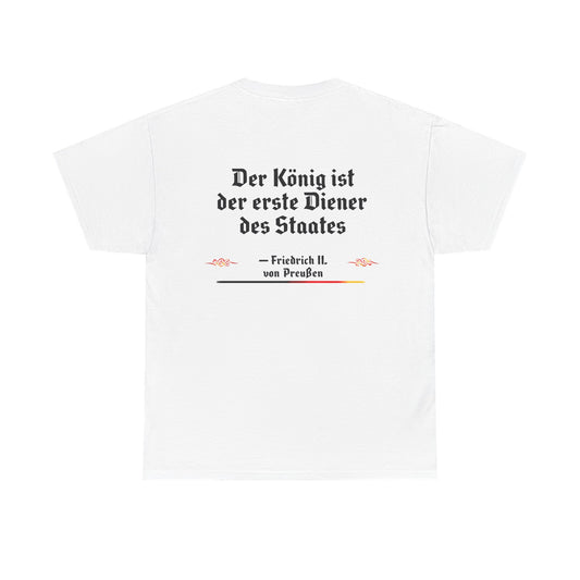 Unisex T-Shirt mit Zitat - Friedrich von Preußen - Diener des Staates (Druck hinten)