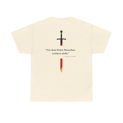 Unisex T-Shirt mit Zitat - Schiller - Erzittert nicht (Druck hinten)