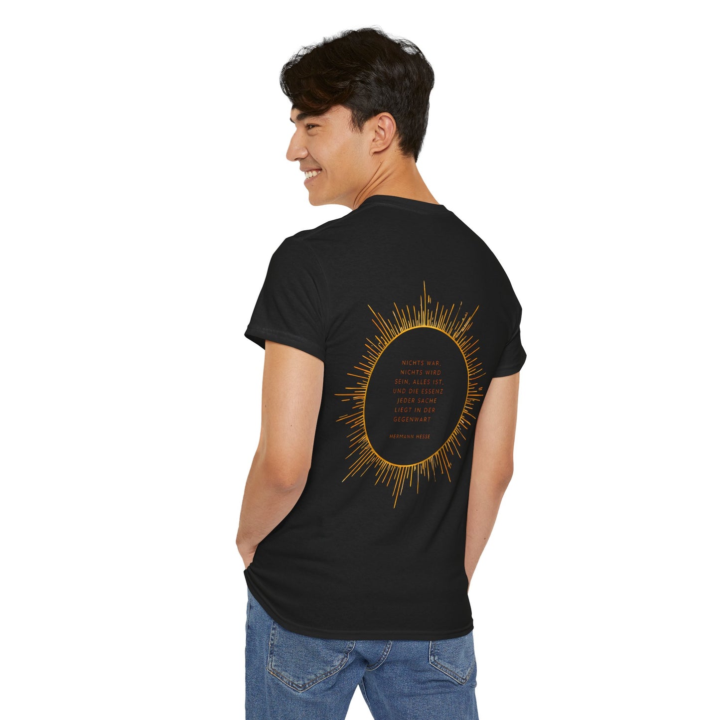 Unisex T-Shirt mit Zitat - Hermann Hesse - Essenz (Druck hinten)