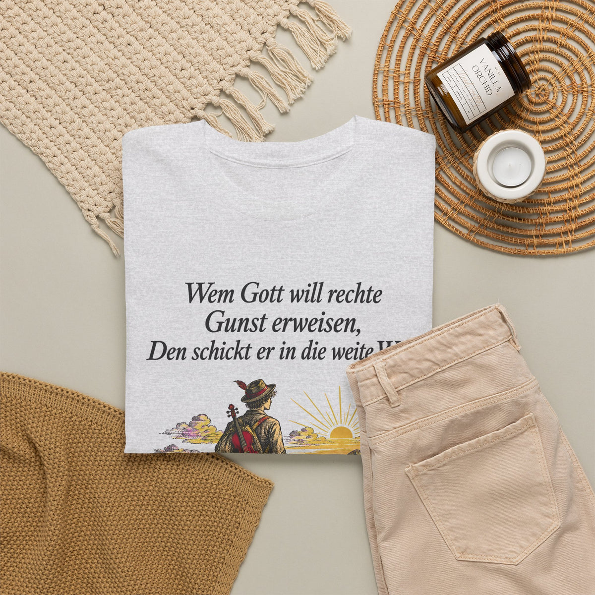 Unisex T-Shirt mit Zitat - Eichendorff - In die weite Welt