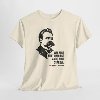Unisex T-Shirt mit Zitat - Friedrich Nietzsche - Was mich nicht umbringt – hanging-1