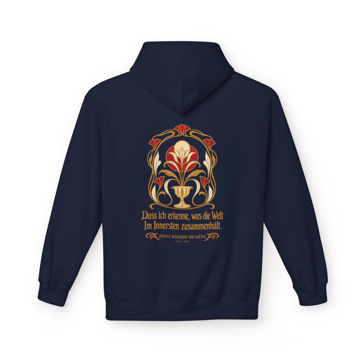 Unisex Fleece Hoodie mit Zitat - Goethe - Dass ich erkenne, was die Welt – back