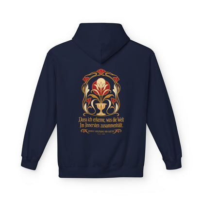 Unisex Fleece Hoodie mit Zitat - Goethe - Dass ich erkenne, was die Welt – back