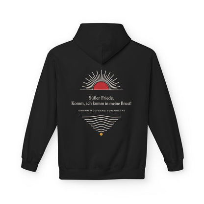 Unisex Fleece Hoodie mit Zitat - Goethe - Süßer Friede Linien – back