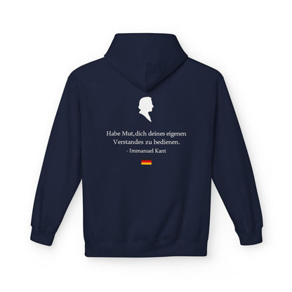 Unisex Fleece Hoodie mit Zitat - Kant - Habe Mut Silhouette – back