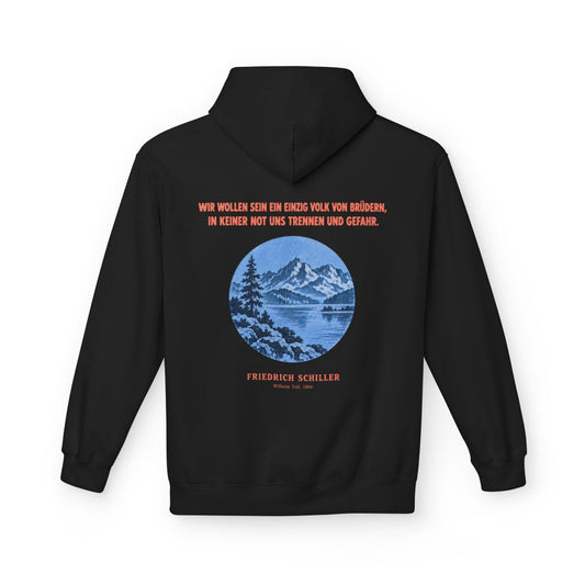 Unisex Fleece Hoodie mit Zitat - Schiller - Wir wollen sein ein einzig – back