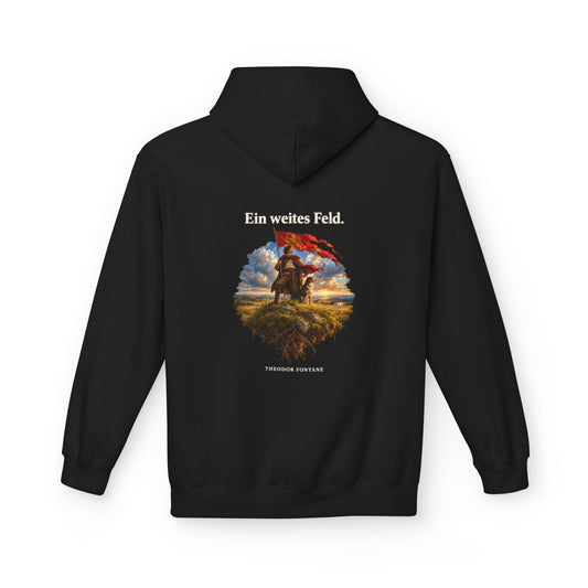 Unisex Fleece Hoodie mit Zitat - Fontane - Ein weites Feld – back