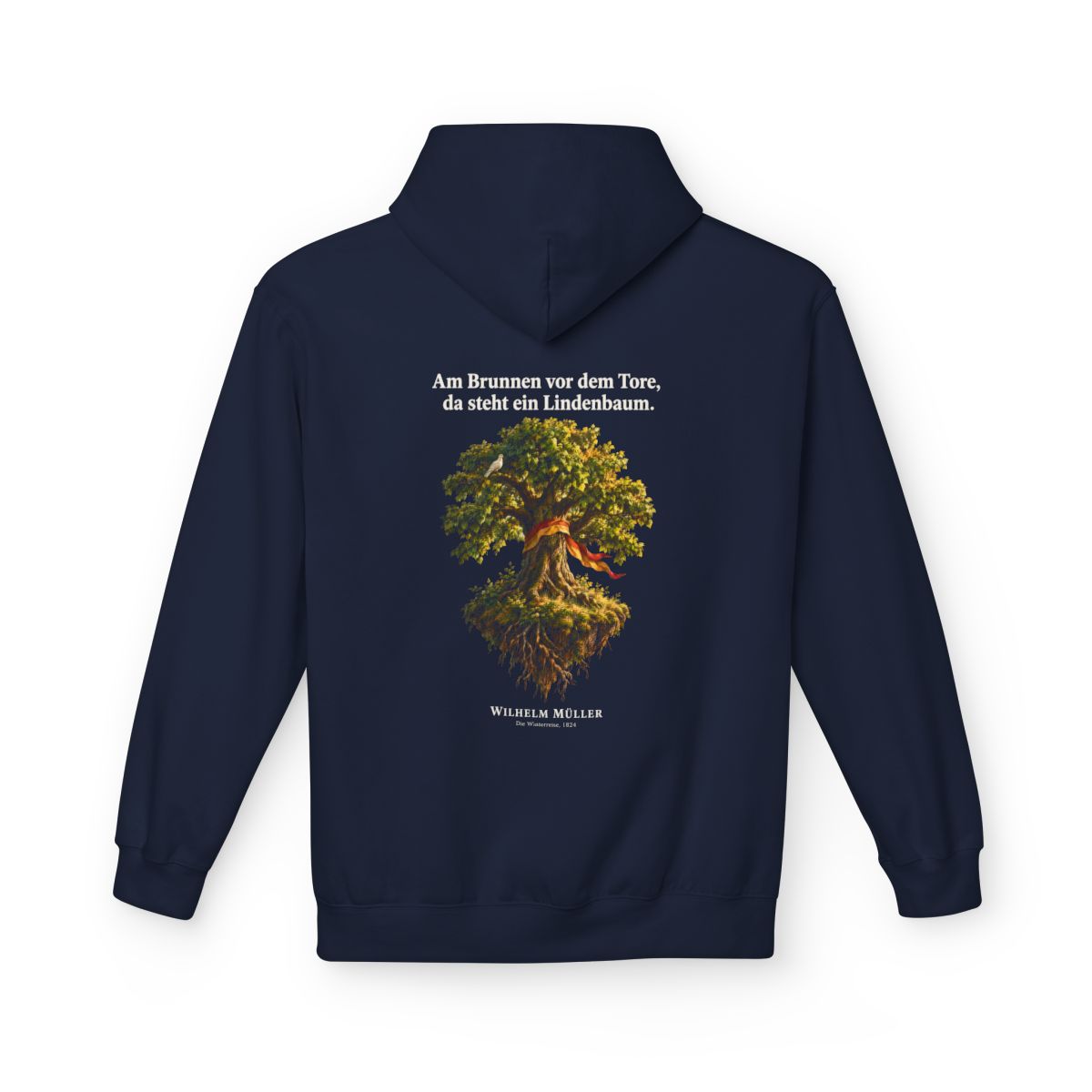 Unisex Fleece Hoodie mit Zitat - Müller - Am Brunnen vor dem Tore – back