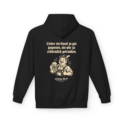 Unisex Fleece Hoodie mit Zitat - Busch - Lieber ein bissel zu gut – back