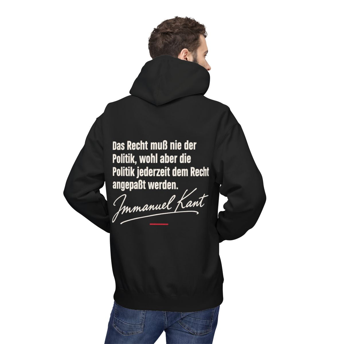 Unisex Fleece Hoodie mit Zitat - Kant - Das Recht muß nie Signatur – person-2-back