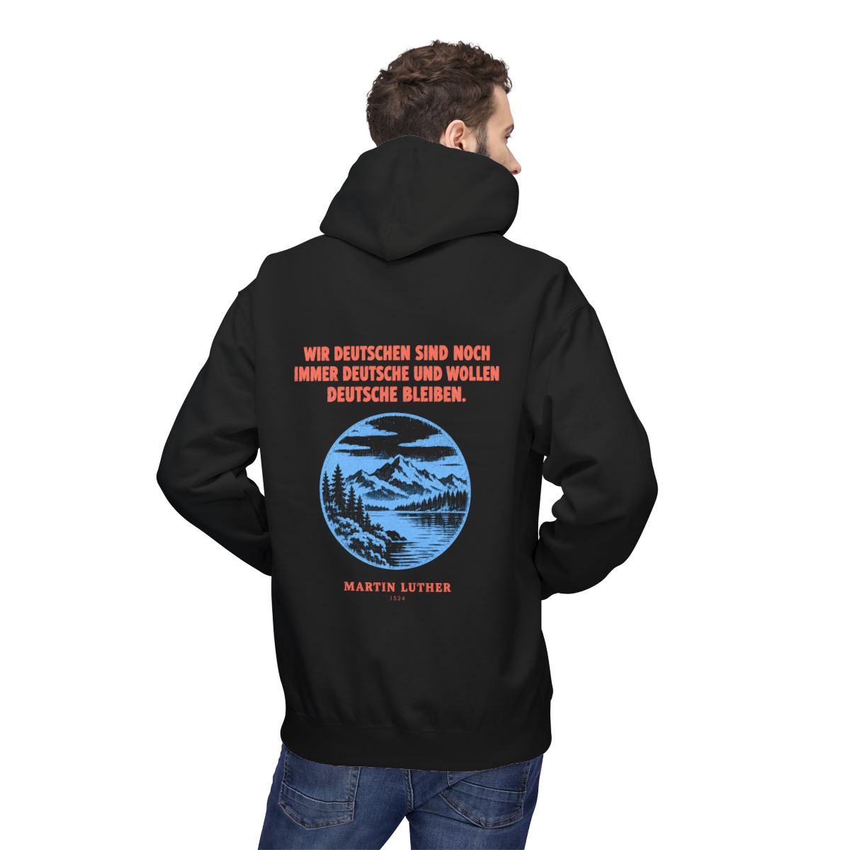 Unisex Fleece Hoodie mit Zitat - Luther - Wir Deutschen sind noch immer – person-2-back