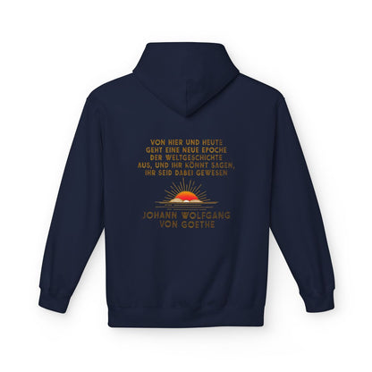 Unisex Fleece Hoodie mit Zitat - Goethe - Neue Epoche der Weltgeschichte – back