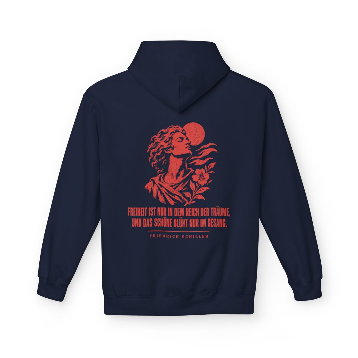 Unisex Fleece Hoodie mit Zitat - Schiller - Freiheit ist – back