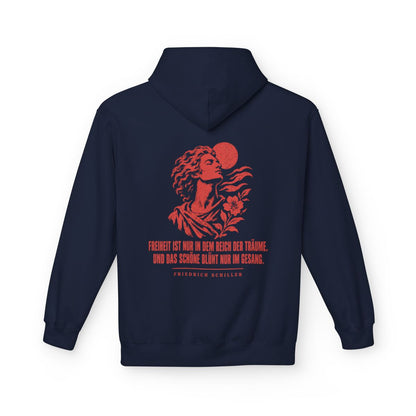 Unisex Fleece Hoodie mit Zitat - Schiller - Freiheit ist – back