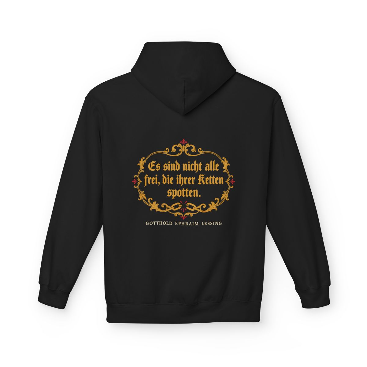 Unisex Fleece Hoodie mit Zitat - Lessing - Ketten spotten – back