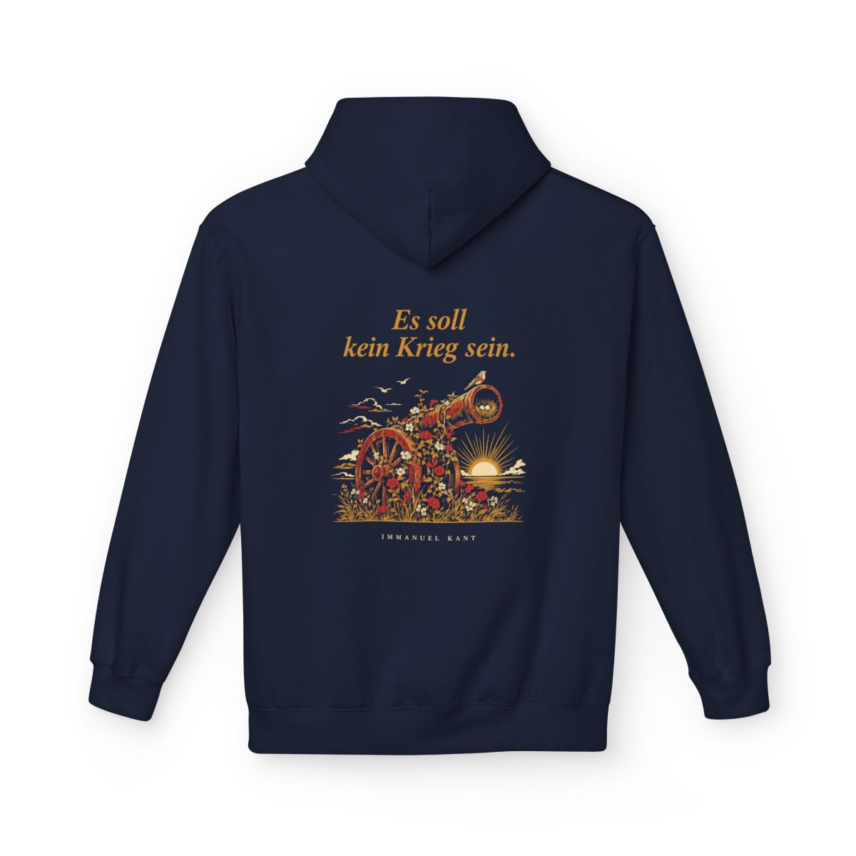 Unisex Fleece Hoodie mit Zitat - Kant - Es soll kein Krieg sein – back