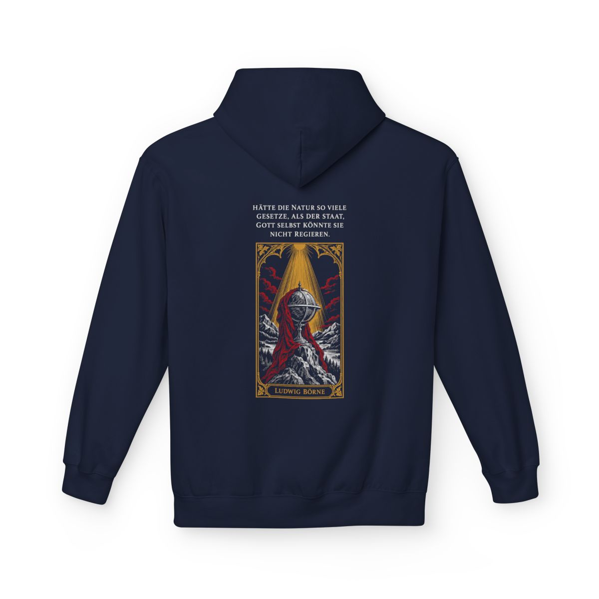 Unisex Fleece Hoodie mit Zitat - Börne - Hätte die Natur so viele – back