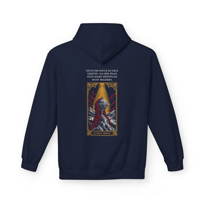 Unisex Fleece Hoodie mit Zitat - Börne - Hätte die Natur so viele – back