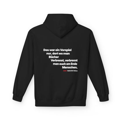 Unisex Fleece Hoodie mit Zitat - Heine - Wo man Bücher verbrennt – back
