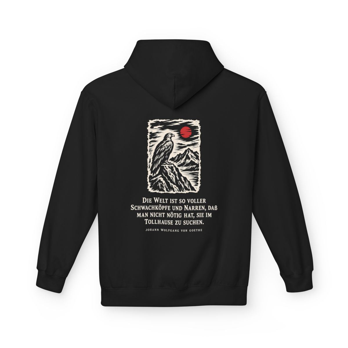 Unisex Fleece Hoodie mit Zitat - Goethe - Die Welt ist so voller – back
