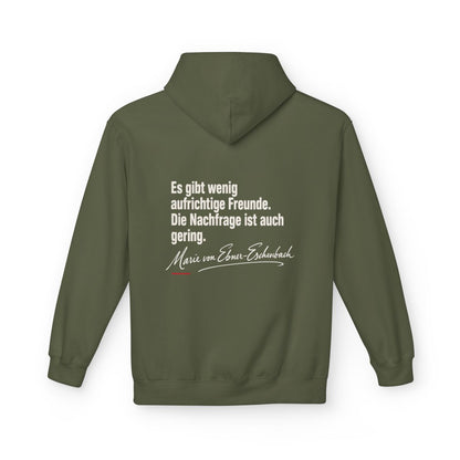 Unisex Fleece Hoodie mit Zitat - Ebner-Eschenbach - Aufrichtige Freunde – back