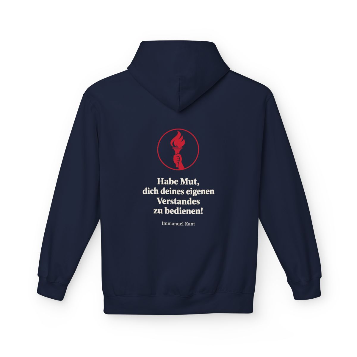 Unisex Fleece Hoodie mit Zitat - Kant - Habe Mut Fackel – back