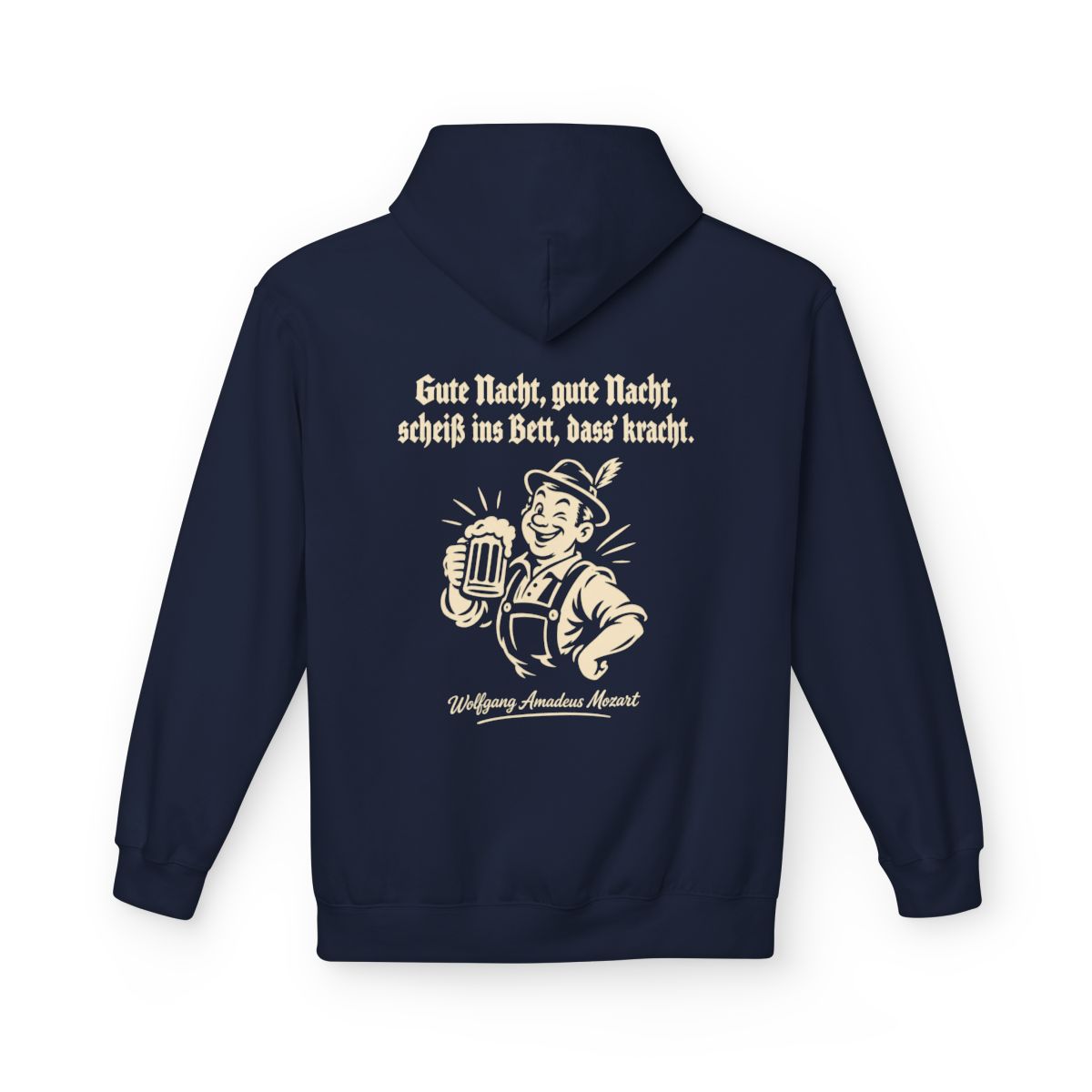 Unisex Fleece Hoodie mit Zitat - Mozart - Gute Nacht, gute Nacht – back