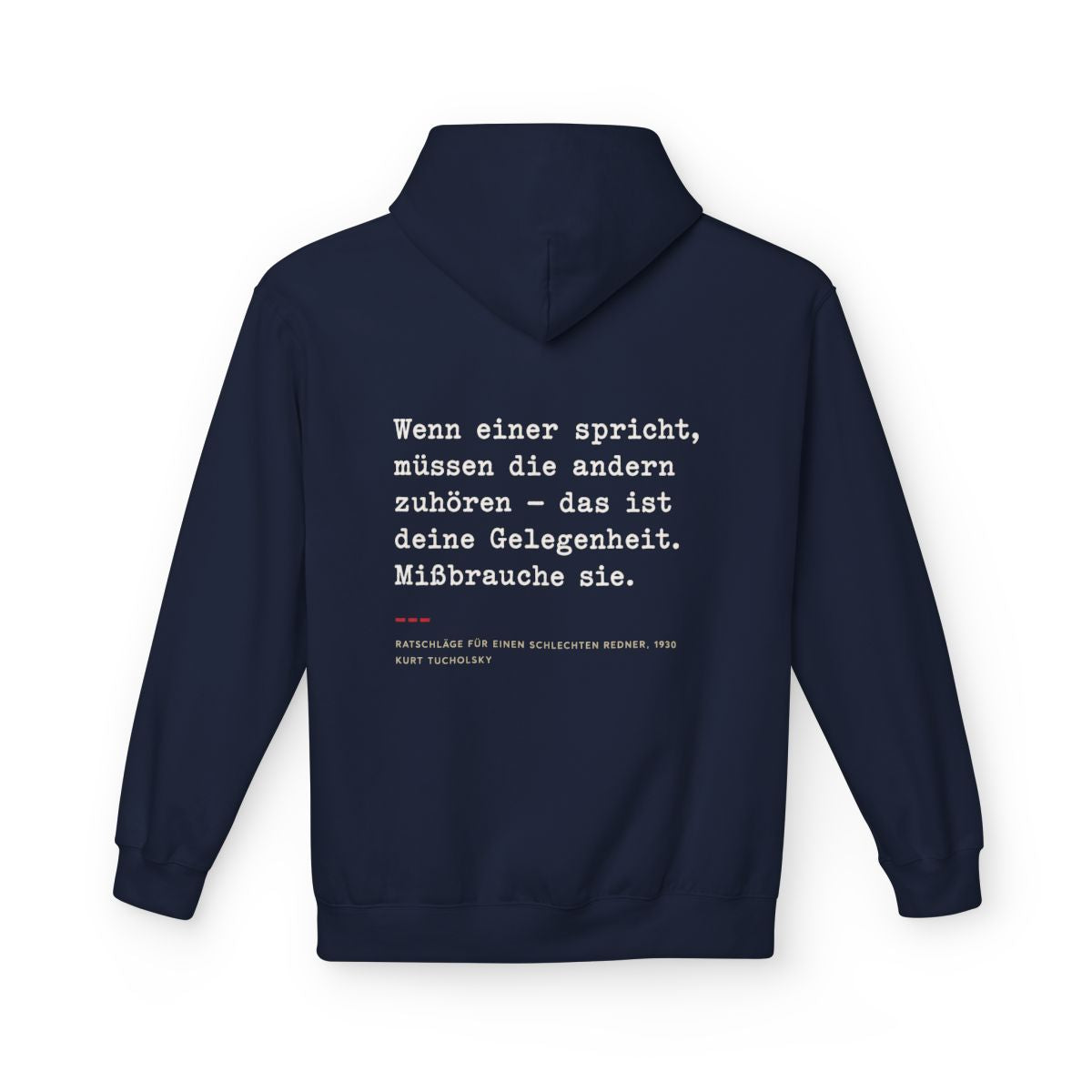 Unisex Fleece Hoodie mit Zitat - Tucholsky - Missbrauche sie – back