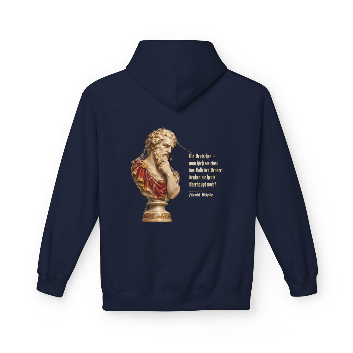 Unisex Fleece Hoodie mit Zitat - Nietzsche - Volk der Denker – back
