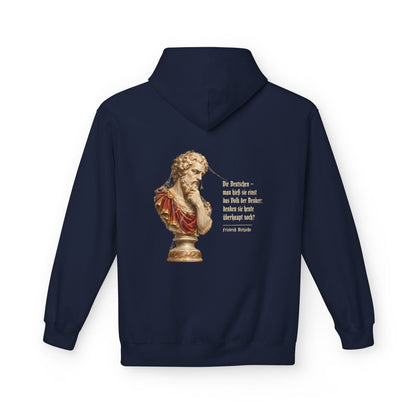 Unisex Fleece Hoodie mit Zitat - Nietzsche - Volk der Denker – back