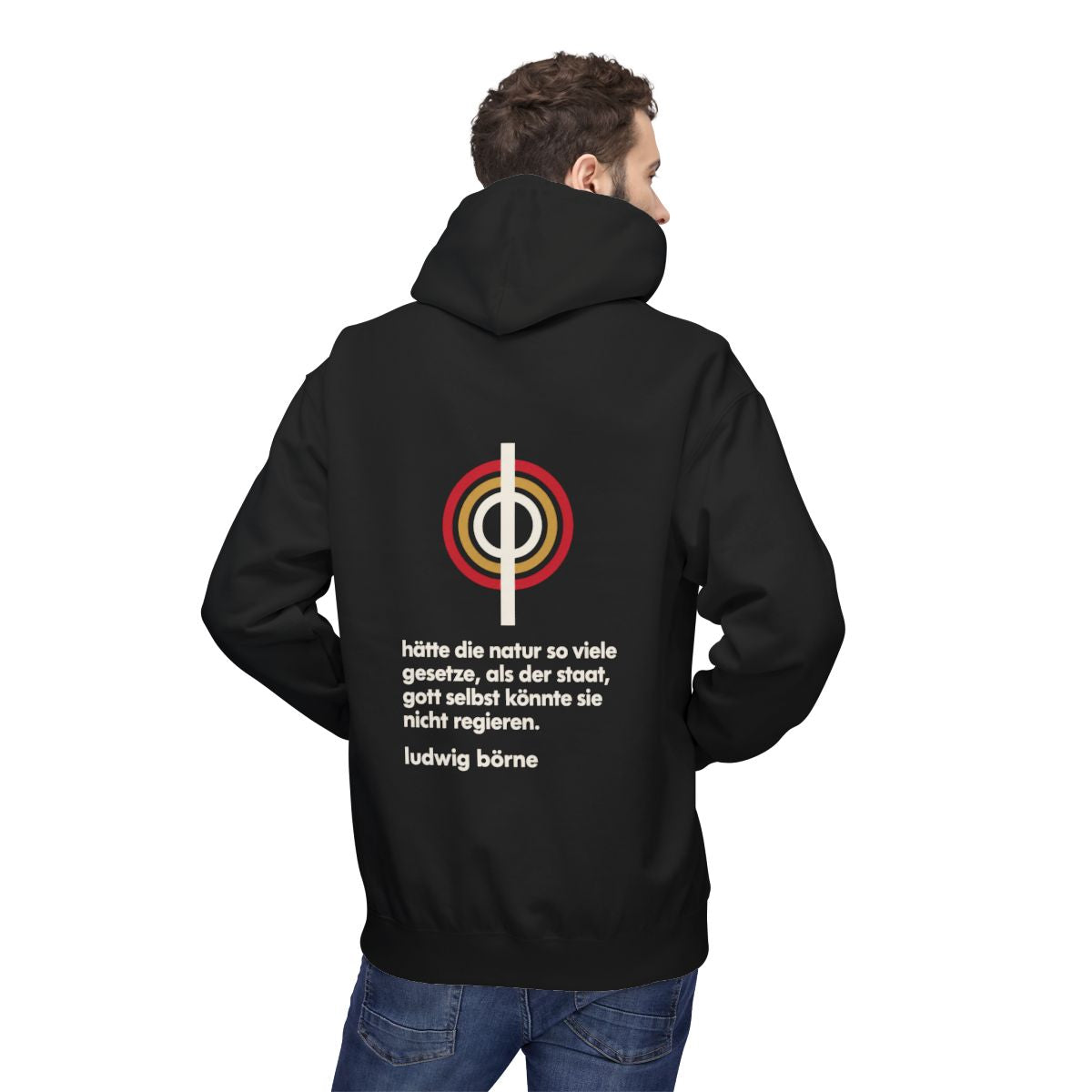 Unisex Fleece Hoodie mit Zitat - Börne - Hätte die Natur so viele Bauhaus – person-2-back