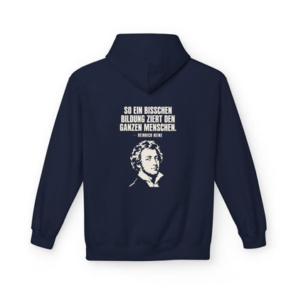 Unisex Fleece Hoodie mit Zitat - Heine - Ein bisschen Bildung – back