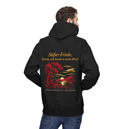 Unisex Fleece Hoodie mit Zitat - Goethe - Süßer Friede – person-2-back