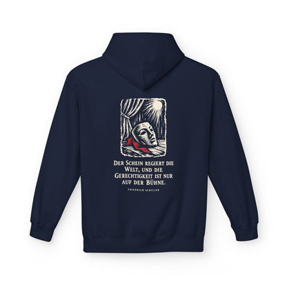 Unisex Fleece Hoodie mit Zitat - Schiller - Der Schein regiert die Welt – back