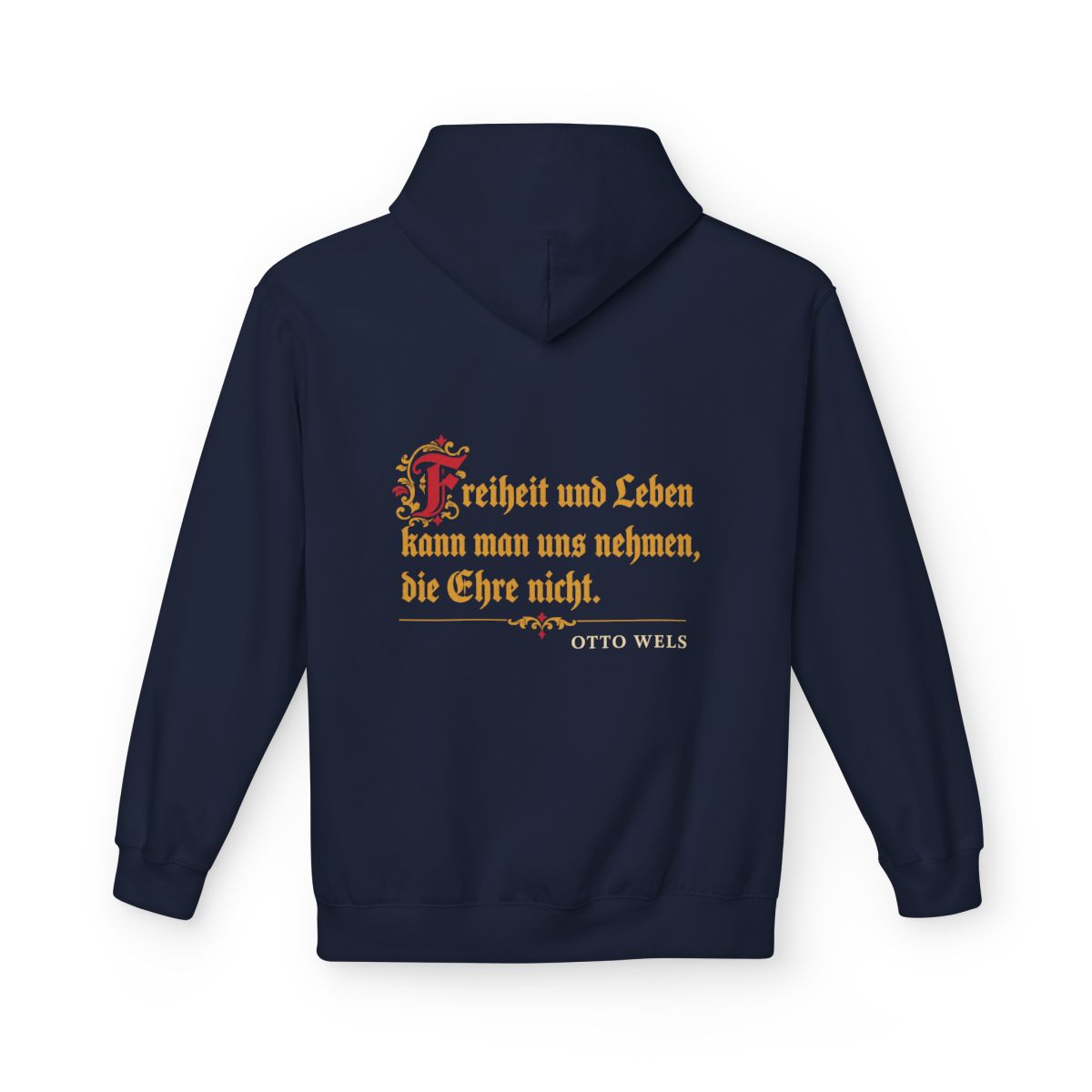 Unisex Fleece Hoodie mit Zitat - Wels - Die Ehre nicht – back