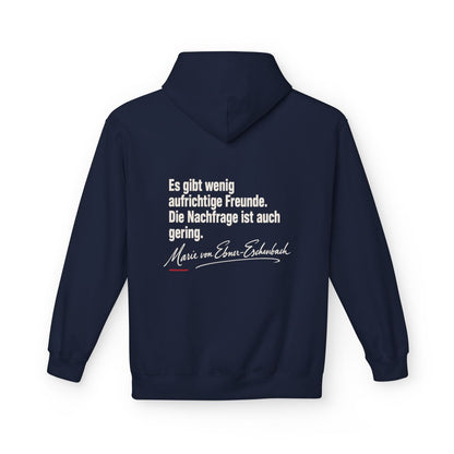 Unisex Fleece Hoodie mit Zitat - Ebner-Eschenbach - Aufrichtige Freunde – back