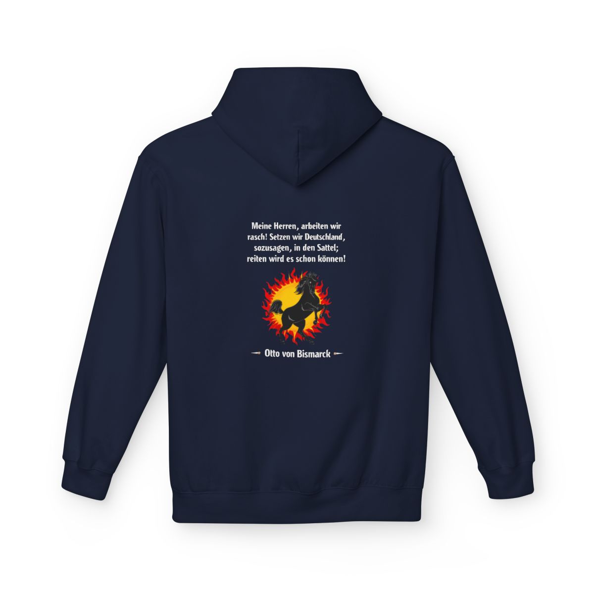 Unisex Fleece Hoodie mit Zitat - Bismarck - Deutschland in den Sattel – back