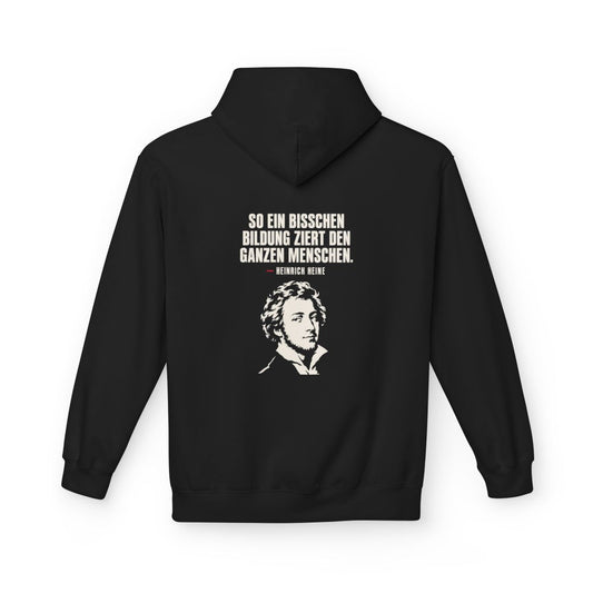 Unisex Fleece Hoodie mit Zitat - Heine - Ein bisschen Bildung – back