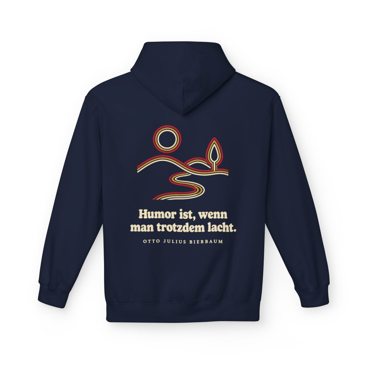 Unisex Fleece Hoodie mit Zitat - Bierbaum - Humor ist, wenn man trotzdem lacht – back