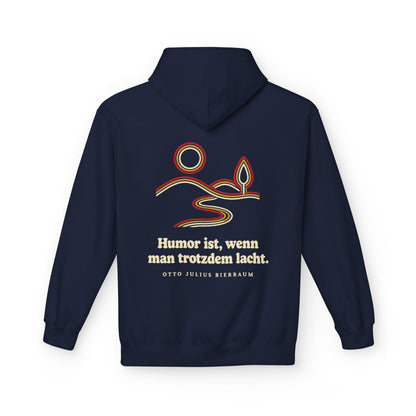 Unisex Fleece Hoodie mit Zitat - Bierbaum - Humor ist, wenn man trotzdem lacht – back