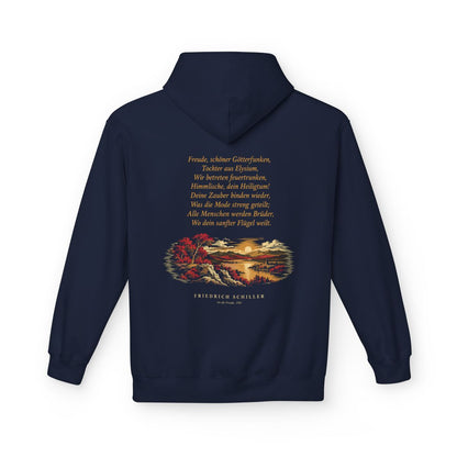 Unisex Fleece Hoodie mit Zitat - Schiller - Freude, schöner Götterfunken – back